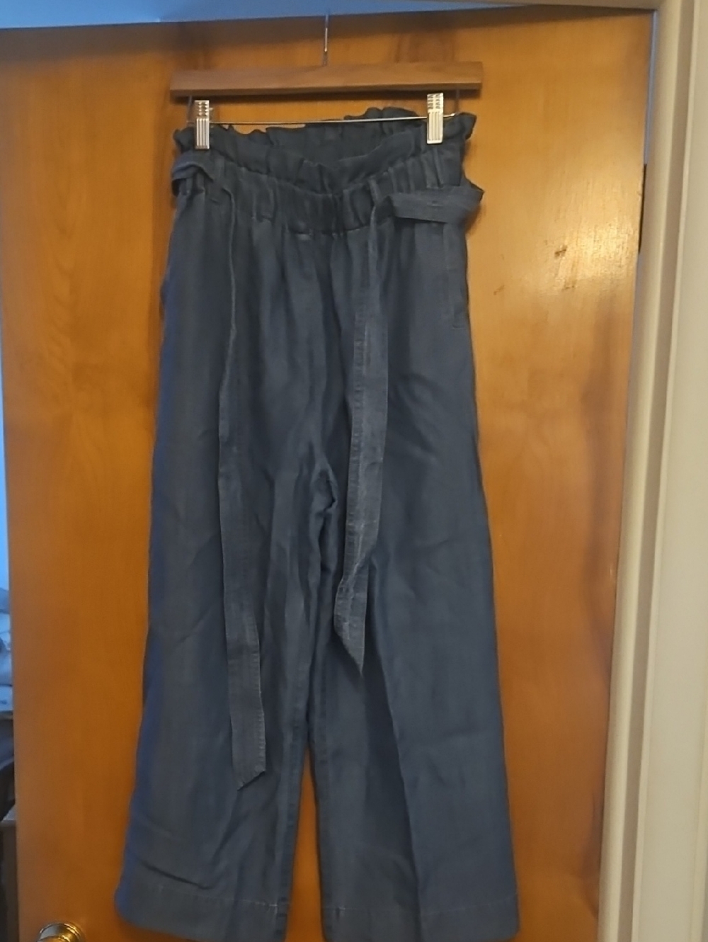 Chelsea & Theodore Navy Wide Leg Paperbag Waist Jeans